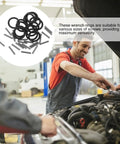 50 Piece Electric Wrench Socket Rubber Ring Replacement Kit With Rugged Fastener Pins And Dependable Wrench Holder Washers, showing black rubber rings and pins.