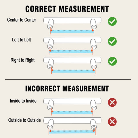 Guide on correct measurements for installing 5 Pack Solid Brass Cabinet Pulls With Six And A Quarter Inch Hole Centers In Brushed Matte Gold.