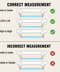 Measurement guide for Two Pack Solid Brass Cabinet Pulls With Grooved Gold Bar Handles, showing correct center to center alignment.