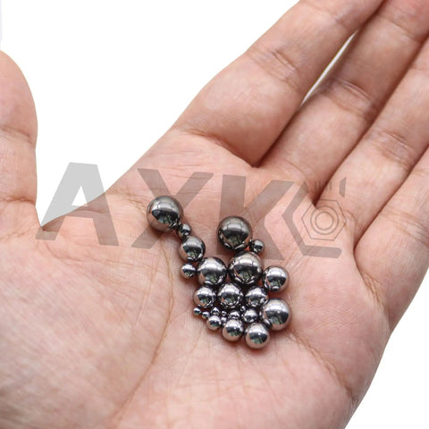 Top Tier 550 Piece Ball Bearings Assortment Kit Featuring Eleven Slick Sizes 2mm To 8mm GCr15 Steel precision balls in hand.