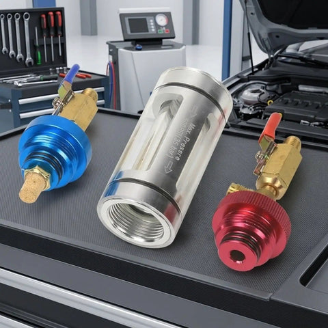 Noteflora Auto AC Maintenance Kit With Visual Oil Filter And Brass Injector Tool for AC system cleaning