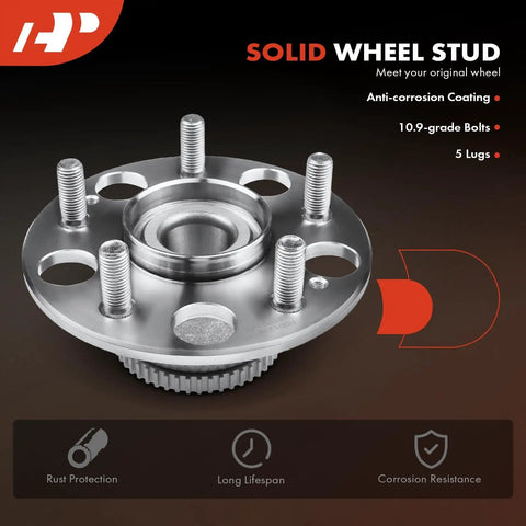 Rear Wheel Bearing And Hub Assembly With Abs Ring 2 Pack Fits Acura TL And Honda Accord 1998 To 2003 five lug hub with anti-corrosion coating.