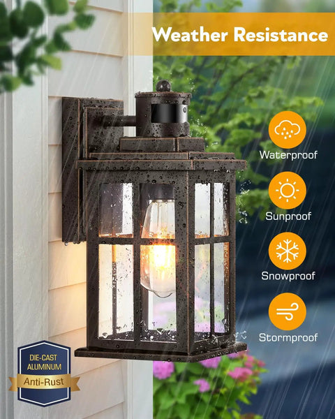 Badass Adjustable Motion Sensor Outdoor Lights Oil Rubbed Bronze Wall Mount Porch Sconce waterproof fixture against rain.