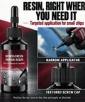 Windshield Crack Repair Kit 2 Pack Straight Up Solid Auto Glass Fix Tool with narrow applicator for precise chip repair.