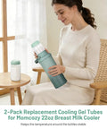 Two Pack Replacement Cooling Gel Tubes Compatible With Portable Breast Milk Cooler Reusable Freezer Inserts keep bottles chilly.