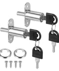 Built Tough Push Plunger Lock Keyed Alike Package With Snap In Screws And Protective Cap For Cabinets Drawers And Storage Cases 3 4 Inch Cylinder Diameter 1 4 Inch Projection No Hassle Silver Finish Pack Of Two with keys and screws