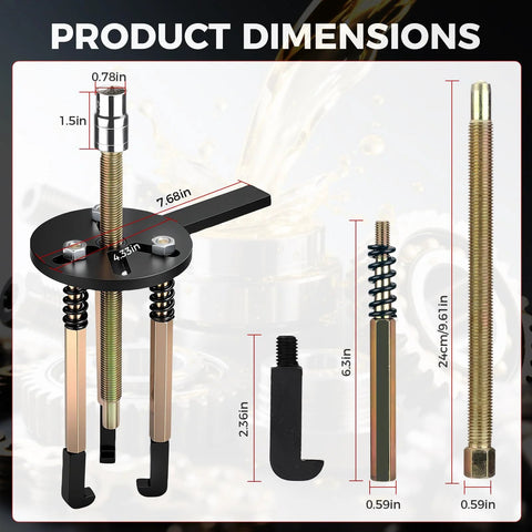 ISINLASSO 36-in-1 bearing puller kit with 2-mode blind-hole puller and 3-jaw hooks for cars, motorcycles.