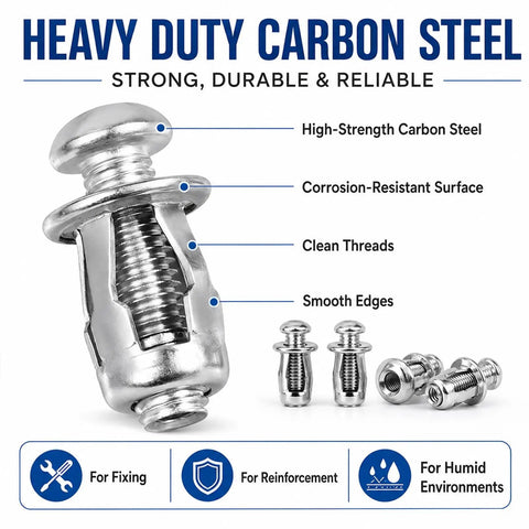 Heavy Duty Fifty One Piece Flower Nuts Screws Kit With Metric M4 M5 M6 M8 features high-strength carbon steel and smooth edges.