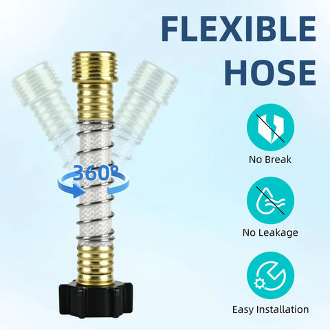 Rv Inline Water Filter For Campers And Trailers With Flex Hose Guards NSF Certified Lead Free showing flexible hose design and installation features.