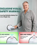 Upgraded Suction Shower Grab Bars For Seniors Monster Grip Stability Visual Safety Indicator in bathroom setting.