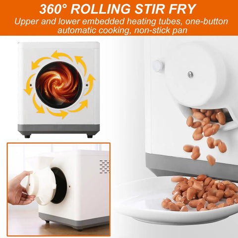 The Real Deal Smart Coffee Roaster, 1500 Gram Capacity With Digital Temp And Timer Display, Quick Push Buttons, 360 Degree Auto Drum Roasting For Home Or Cafe Shop Use, Reliable Upper Lower Heating Tubes with stirring feature.