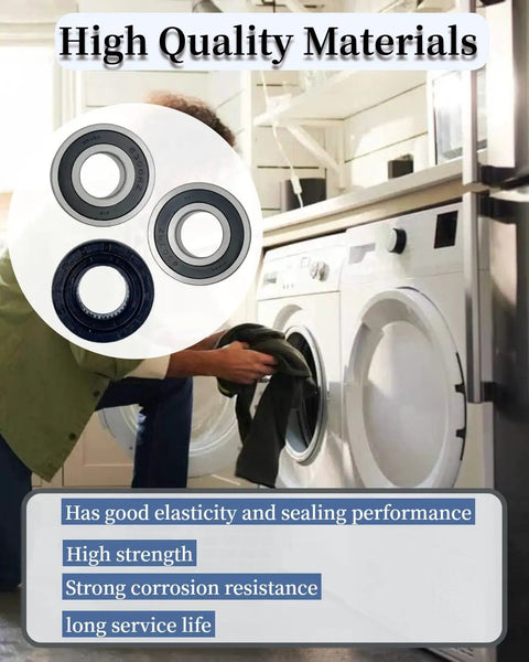 Premium Pro Grade Washer Tub Bearing Seal Kit Replacement For Lg And Kenmore Appliances shows quality seals with Nitrile rubber and steel.