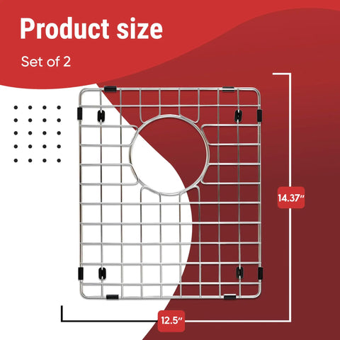 Stainless Steel Kitchen Sink Protector Grid 14.37 x 12.5 Inch 2 Pack Bottom Of Sink Rack With Drain Openings illustration