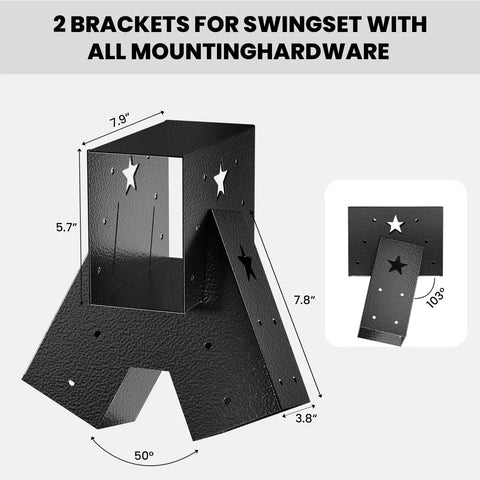 Heavy Duty A-Frame Swing Set Brackets Kit For Porch And Yard 2 Black A-Frame Brackets With 2 Swing Hangers And Mounting Hardware Weatherproof Steel No Fuss Install Built To Last