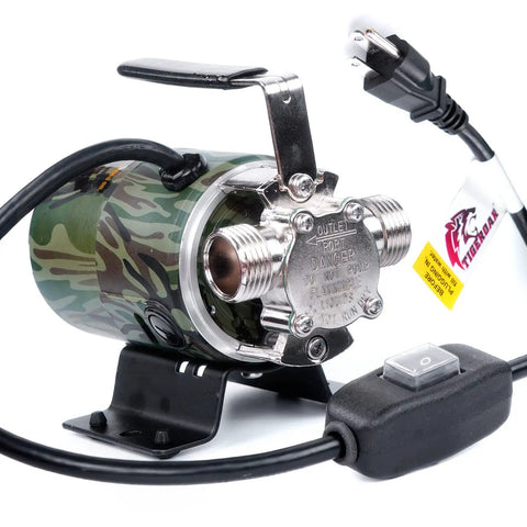 Camouflage Water Transfer Pump 115V With Switch, 330 GPH Utility Pump, features 3/4 in ports, lightweight design for easy water moving and draining.