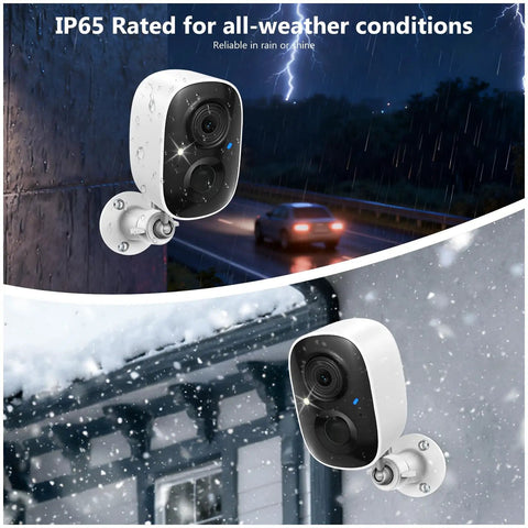 Solar Powered Wireless Outdoor Security Camera Set 2 Pack 2.4GHz WiFi Motion Detection Color Night Vision Spotlight Instant Alerts