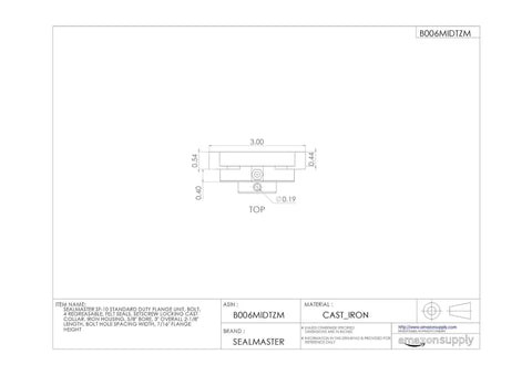 Bulldog Tough Cast Iron Flanged Bearing Unit With Four Bolt Mount Plate, dimensions diagram for 5/8 inch shafts.