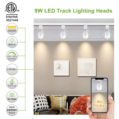 Arcfox Slick H Type LED Track Light Head 9W 3000K Warm White ETL Dimmable Track Lighting illuminating living room art