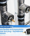 2 Pack Rubber Test Ball Pipe Plug For Sewer Drain And Bathroom Leak Detection 1.75 Inch Non Inflated Expands To 2.25 Inch At 40 PSI installed.