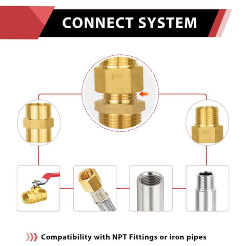 Diagram of Pack of 100 1-Inch Male NPT Brass Nipples - Beefy Hex Pipe Fittings for Copper, Brass, Iron Piping connections