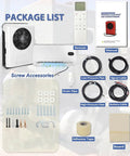 Package contents for 12V Mini Split Air Conditioner with Brushless Motor for Trucks RVs and Vans, including accessories and manual