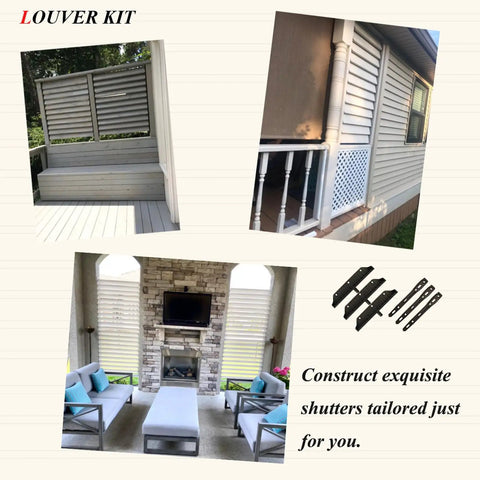 Louver Bracket Kit For Deck Sunblind System And Outdoor Shutters Hardware, Complete 11 Board Kit Fits Up To 48 Inch Wide Black, DIY Friendly With Easy Adjustable Louvers For Patio Pergola Windows And Garden