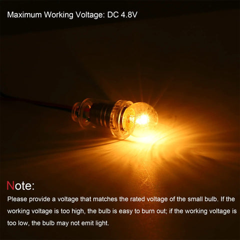 Heavy Duty E10 Miniature Bulbs With A Sweet Warm Yellow Glow And Secure Metal Screw Base built for flashlights, showing illuminated E10 bulb.