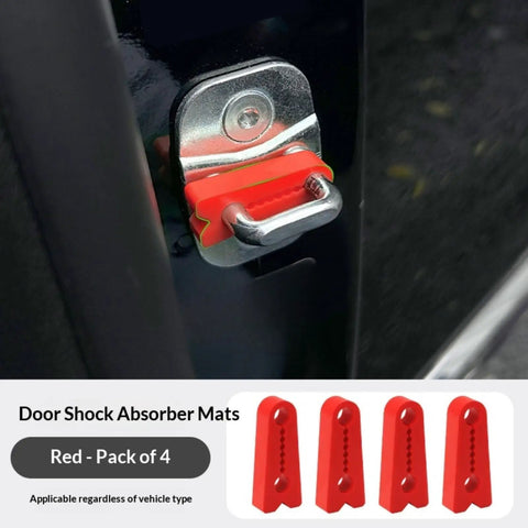 Door Lock Shock Absorber Pads 4 Pack Red Rubber Noise Dampening Bumpers For Cars SUVs Trucks Easy Install Adhesive Backing