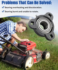 Two Heavy Duty Three Bolt Flange Mount Bearing Units With Sa205 16 Insert And Trd205 Cast Iron Housing for lawn mower repair.