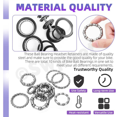 Top Shelf Bicycle Ball Bearing Repair Kit includes fifty precision steel roller bearings and ten essential sizes in a compact case.