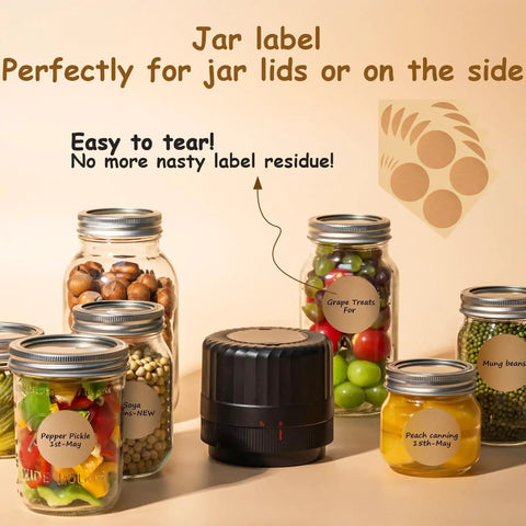 Electric Mason Jar Vacuum Sealer Kit Game Changing With Ten Lids Included Automatic Seal with labeled jars and vacuum sealer