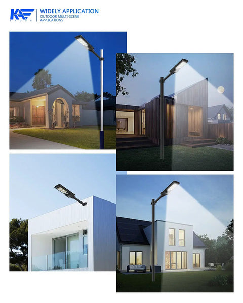 Solar Street Lights With Remote Control, 6500K Daylight White, illuminating yards at night, 300000LM 1000W, IP65 Waterproof.