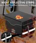 Beefed Up 5200F Fireproof Document Lockbox With Heat Insulation For Home Office in flames showing night reflective strips.
