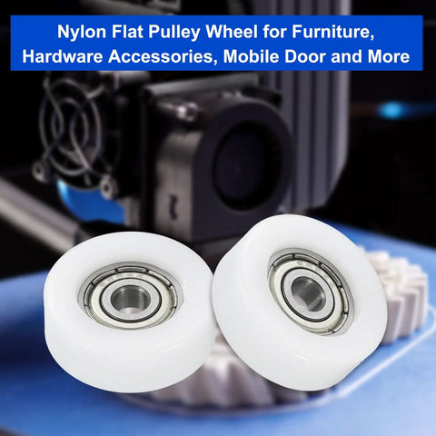 4Pcs Nylon Roller Ball Bearings 5Mm Inner Diameter 25Mm Outer Diameter 9Mm Wide Slick Operation Idler Pulleys, white nylon wheels close-up.