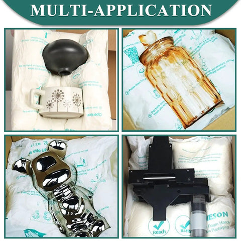 Tough As Nails Expanding Foam Packing Bags Deliver Knockout Shockproof Custom Molds For Secure Desktop Pc And Electronics Shipping With Zero Sweat Sealing And Precise Fit Fragile Item Protection In 14 By 16 Dimensions Pack Of Ten featuring various items securely packed.
