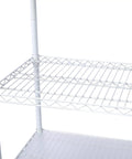 Seven Tier Heavy Duty Wire Shelving Unit With Wheels Adjustable Metal Rolling Rack For Garage Kitchen Pantry, white open design details.