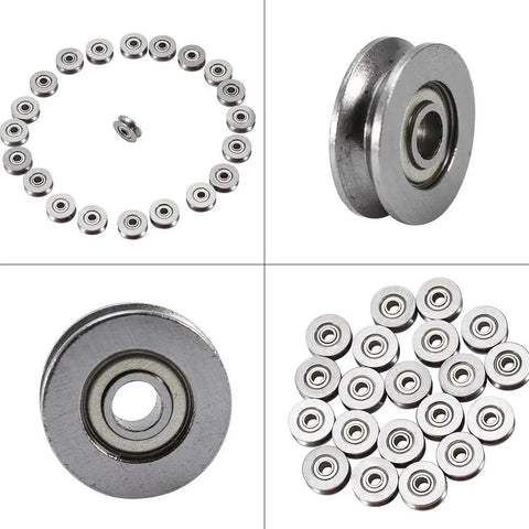 Rock Solid V Groove Ball Bearings With Slick Steel Pulley Wheels Heavy Duty Carbon Steel Guide Rail Rollers image showing 20 carbon steel V groove bearings