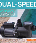 Dual Speed 1.5HP Above Ground Pool Pump Self Priming High Flow 4750 GPH On High And 2100 GPH On Low Quiet Energy Efficient Motor