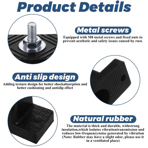 Product details of Heavy Duty Rubber Vibration Isolator Mounting Brackets With 12 Pack Anti Vibration Pads for Mini Split HVAC Condenser Units.