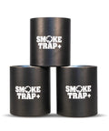Stack of three black Replaceable Filter Cartridges For Smoke Trap Set With Four Stage HEPA And Activated Coconut Carbon To Eliminate Smoke And Odor Zero Plastic Waste Long Lasting 500 Plus Exhales Easy Swap Maximum Airflow During Exhale Eco Friendly Filtration