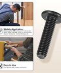 Furniture and Crib Screw Replacement Set with Wrench M6 1x35 24Pcs Barrel Nuts plus Flathead Screws for Bed Frame Repair showing a carbon steel screw.
