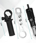 Heavy Duty Pop Rivet Gun Adapter Kit For Cordless Electric Drills with aluminum parts and a rubber grip handle.