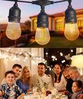 Solar String Lights Outdoor 100ft with remote control dimmable patio lights 32 shatterproof bulbs in garden and family dinner