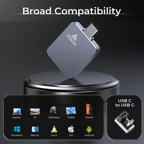 Ultra Fast External Portable SSD USB C Gen 2x2 20Gbps With 1050MBps Read And 950MBps Write, Rugged IP65 Shockproof Build on stand
