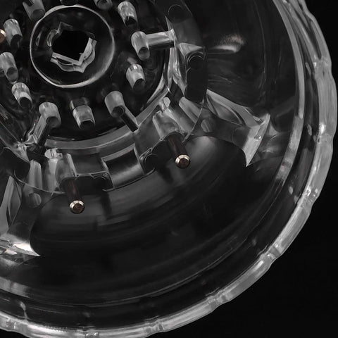 Close-up of Heavy Duty Detector Removal Head Replacement Bowl for Smoke Alarm Base, detailing internal locking slots and clear material.