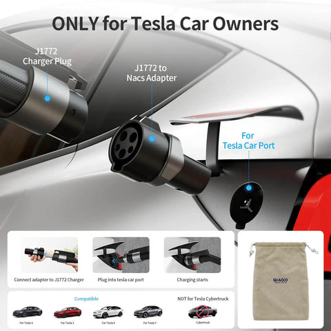 Top Shelf J1772 To Tesla Charging Adapter Up To 80A Fast Electric Connector for Tesla car port connection detail.