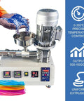 Plug And Play Desktop 3D Printer Filament Maker Machine Single Screw Plastic Pellet Extruder with blue pellets and process controls.
