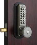Mechanical Keyless Deadbolt With Push Button Entry And Programmable Access Code Adjustable Bolt Key Override Satin Nickel Finish