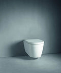 ME By Starck Elongated Toilet Seat White High Gloss With Slow Close Lid and Stainless Steel Hinges Durable Duroplast Build