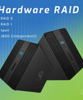 Flat Out Fast Dual Drive Raid Thunderbolt Dock With 12TB Storage And Built In SD Card Reader For Video Editors Seeking Hella Reliable Footage Processing And Zero Lag Time - Black hardware RAID units.